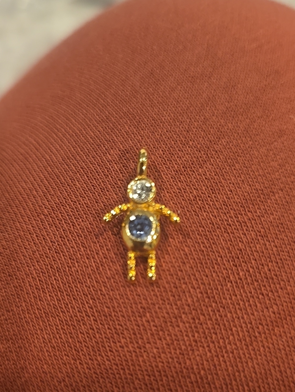 ❤️10/$40 Gold Tone Blue & Clear Crystal Child Charm Pendant
